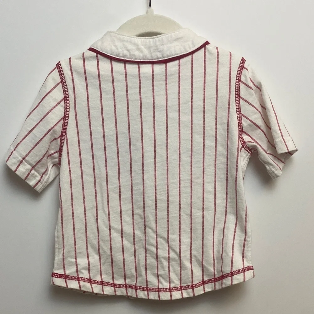Gymboree White and Red Striped Button Down Shirt